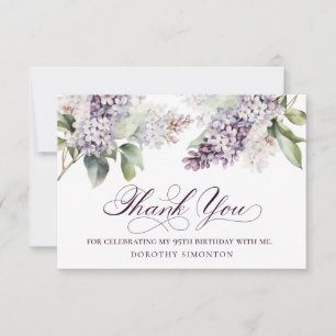 Carte De Remerciements 95e Anniversaire Fleur de lilas violet de printemp