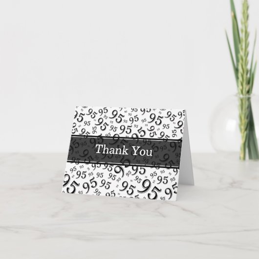 Carte De Remerciements 95th "Thank you!" Black/White Number Pattern  (Devant)