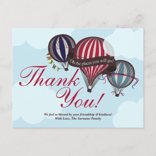Carte de remerciements à ballon à air chaud (Devant)
