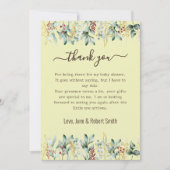 carte de remerciements à bébé à fleurs eucalyptus (Devant)