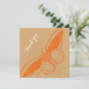 Carte de remerciements à blanc plat avec papillon