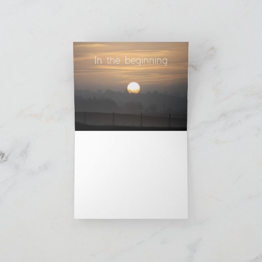 Carte De Remerciements A card with the words 'In the beginning' (Intérieur)