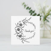 Carte de remerciements à couronne florale, dessiné (Debout devant)