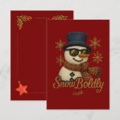 Carte De Remerciements A cute glittery snowman (Devant / Derrière)