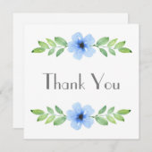 Carte de remerciements à eau bleu floral Swag (Devant / Derrière)