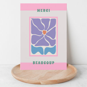 Carte de remerciements à fleurs bleu rétro