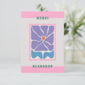 Carte de remerciements à fleurs bleu rétro (Debout devant)