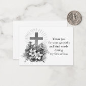 Carte de remerciements à fleurs croisées brillante (Devant/Arrière en situation)