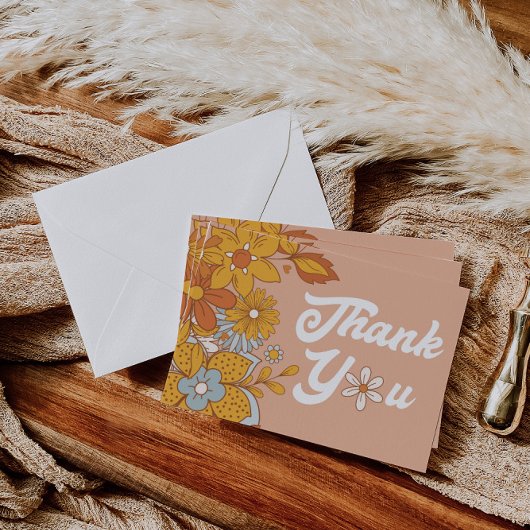 Carte de remerciements à fleurs rétro super