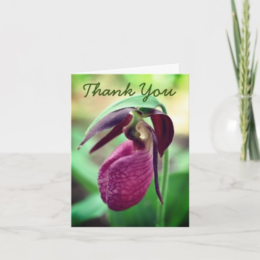 Carte de remerciements à fleurs rose Lady Slipper  (Devant)