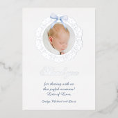 Carte de remerciements à huile Baptême Bleu Cadre  (Recto)