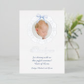 Carte de remerciements à huile Baptême Bleu Cadre  (Debout devant)