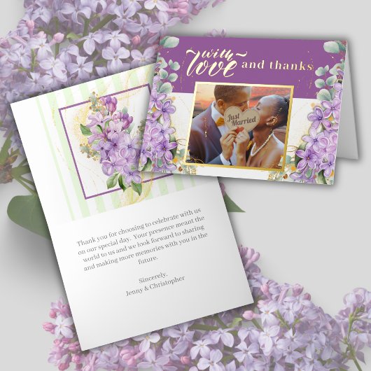 Carte de remerciements à huile Mariage Lilac viole