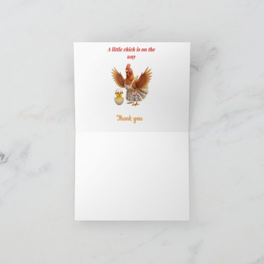 Carte De Remerciements A little chick is on the way  (Intérieur)