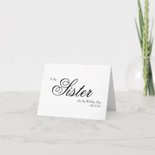 Carte De Remerciements À ma sœur le jour de mon mariage Écriture Élégante