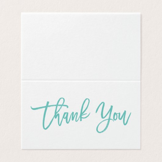 Carte de remerciements à main chic | Sarcelle (Outside Unfolded)