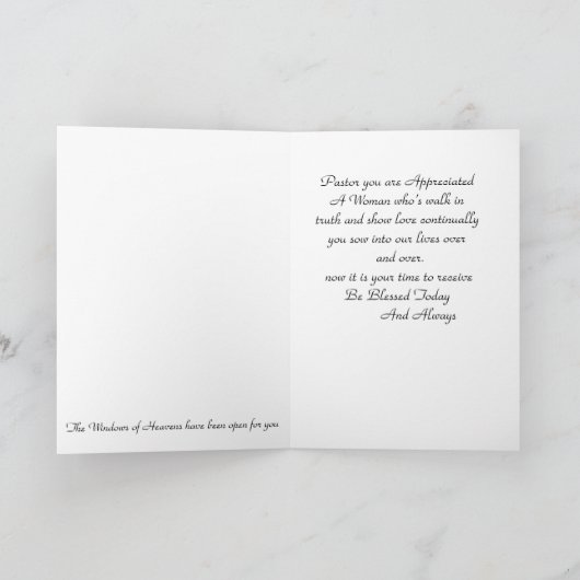 Carte De Remerciements À notre pasteur (Intérieur)