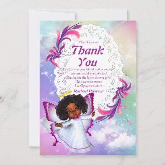 Carte de remerciements à papillon Rainbow Baby (Devant)