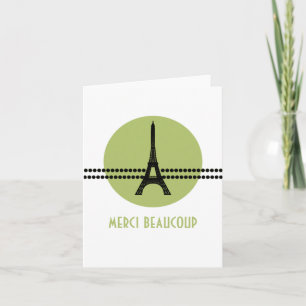 Carte de remerciements à points parisiens, vert