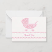 Carte de remerciements à poussette rose (Devant)