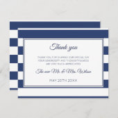 Carte de remerciements à rayures de la marine (Devant / Derrière)