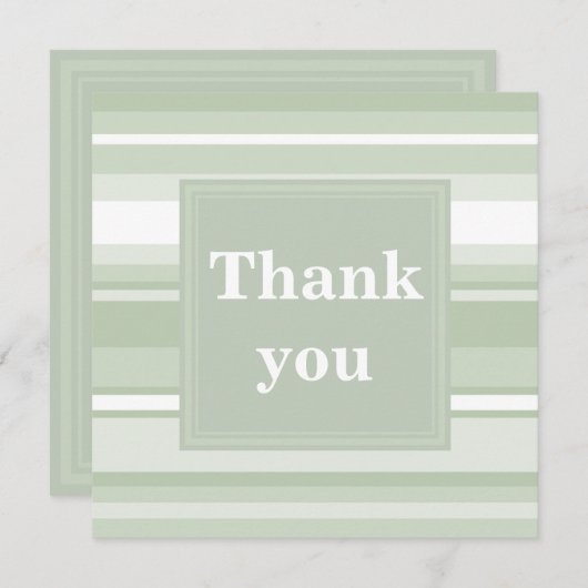 Carte de remerciements à rayures vert pâle (Devant / Derrière)
