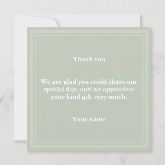 Carte de remerciements à rayures vert pâle (Dos)