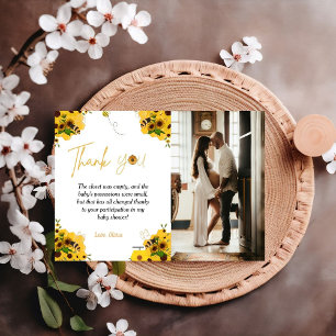 Carte de remerciements à thème baby shower d'abeil