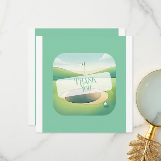 Carte de remerciements à thème de golf | Option pl (Devant/Arrière en situation)