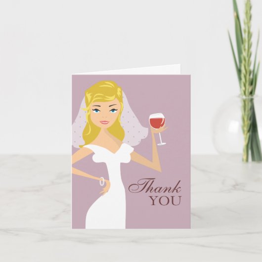 Carte de remerciements à thème moderne Bride Wine| (Devant)
