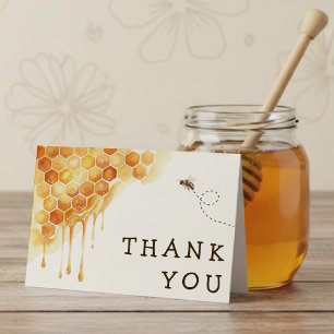 Carte De Remerciements Abeille à Miel Rayon de Miel Aquarelle Bourdon