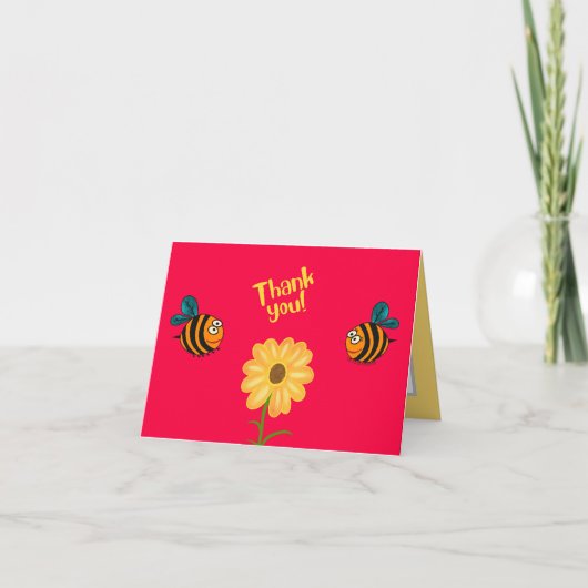 Carte De Remerciements Abeille et fleur (Devant)