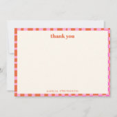 Carte De Remerciements Abstract Checker Pink Orange Custom Baby Shower (Devant)
