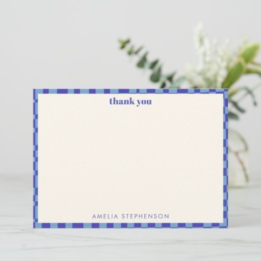 Carte De Remerciements Abstract Checkerboard Blue Custom Baby Shower (Debout devant)