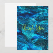 Carte de remerciements Abstrait de pinceau bleu (Devant / Derrière)