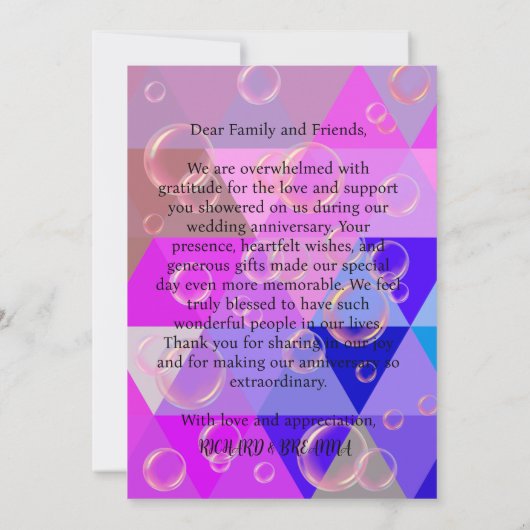 Carte De Remerciements Abstrait géométrique violet perle moderne bohème c (Dos)