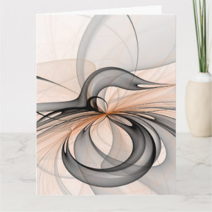 Carte De Remerciements Abstrait Gris Sienne Anthracite Art Fractal Modern