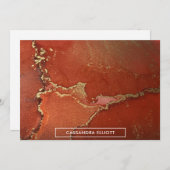 Carte De Remerciements Abstrait Lumineux Rouge & Or Encre d'alcool Liquid (Devant / Derrière)