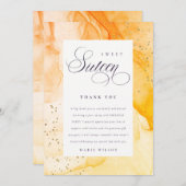 Carte De Remerciements Abstrait Pastel Jaune Orange Douce 16 Anniversaire (Devant / Derrière)