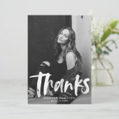 Carte De Remerciements Abstrait vert brosses photo Graduation (Debout devant)