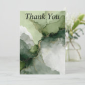 Carte de remerciements Abstrait vert et blanc (Debout devant)