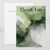 Carte de remerciements Abstrait vert et blanc (Devant / Derrière)