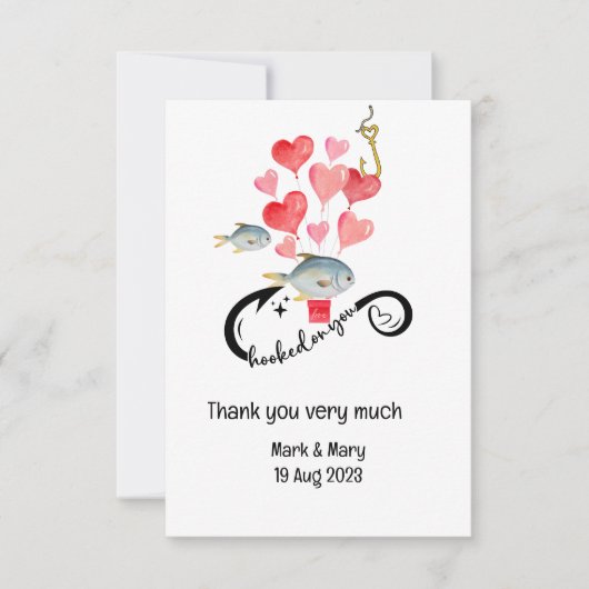 Carte De Remerciements Accompagné sur vous les amateurs de pêche Mariage  (Devant)