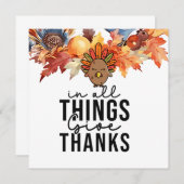 Carte De Remerciements Action de grâce avec dinde (Devant / Derrière)