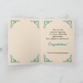 Carte De Remerciements Adoption Félicitations Damask Turquoise Card (Intérieur)