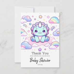 Carte De Remerciements Adorable Baby shower de dinosaure préhistorique