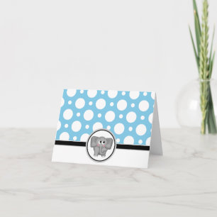 Carte De Remerciements Adorable Elephant personnalisé Blue Polka Dot Card