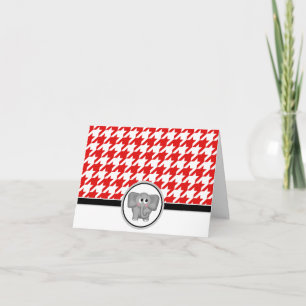 Carte De Remerciements Adorable Elephant personnalisé Red Houndstooth Car