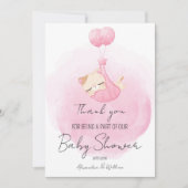 Carte De Remerciements Adorable Kitten rose Design bébé fille douche (Devant)
