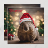 Carte De Remerciements adorable Noël Wombat, (Devant / Derrière)